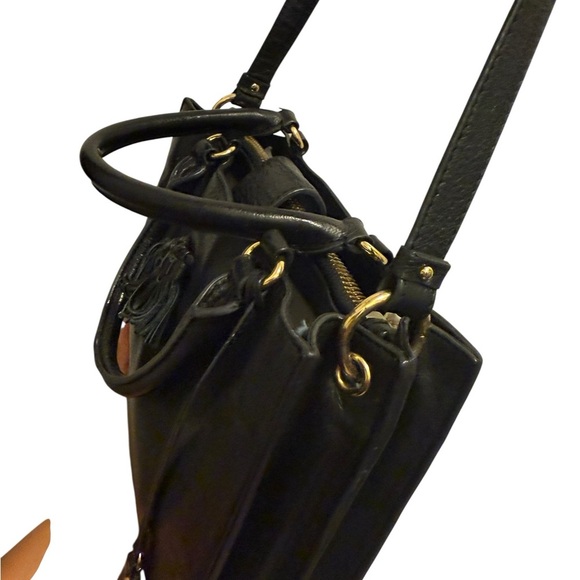 black leather satchel-style handbag from Via Spiga beautiful three compartments - Picture 6 of 16